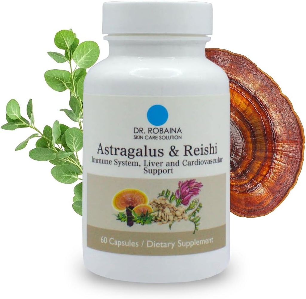 Dr. Robaina Astragalus & Reishi Capsules – Immune, Liver & Cardiovascular Support – High-Potency Herbal Blend – Vegan, Non-GMO, Made in USA, 60 Capsules