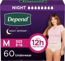Dependido Night Defense Adult Diapers, Incontinence " Postpartum Bladder Leak Underwear for Women, Disposable, Overnight, Medium, Blush, 60 Count (4 Packaging May Vary