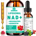 Suplementos NAD para Mujeres y Hombres, Liposomal NAD Nicotinamide Riboside Resveratrol 900mg, TMG, Quercetina, Vitamina B3, Suplemento Orgánica de Resveratrol NAD para Longevidad, Energía, Anti-Envejecimiento, Focus