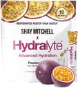Hydralyte Shay Mitchell Electrolyte Powder Packets, Rehidratación rápida de bajo azúcar, Polvo hidratante para fiestas de calor, viajes, ejercicio y licenciatura (fruta de la pasión)