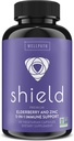 WellPath Shield Elderberry Capsules - 5-in-1 Immune Support Booster con Zinc, Vitamina C, Echinacea, Bee Propolis - Premium Zinc Suplemento - 600 mg Sambucus Black Elderberry Pills para adultos - 60 Ct