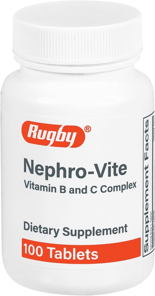 Rugby Nephro-Vite Vitamina B y C Complex Tablets - Suplemento dietético - 100 Cuenta (1 Pack)