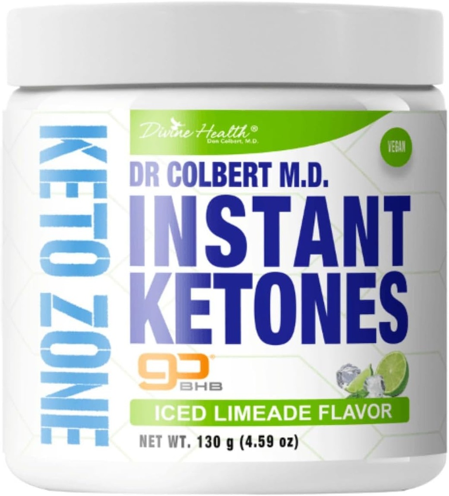 Salud Divina Dr Colbert MD Instant Ketones Powder ← Limeade Flavor Recomendado en The Keto Zone Diet Book  GoBHB ← Exogenous BHB Ketone Salts  4.59oz