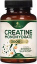 Cretina Monohydrate Capsules 3000mg – Best Micronized Creatine Powder - Supports Lean Muscle, Strength, Energy, " Endurance - Nature's Supplement, Non-GMO, Gluten Free for Women ' Hombre - 60 cápsulas