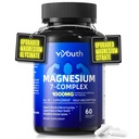 Magnesio 7 Suplemento Complejo Avanzado con Citrate Malate Chelate Taurate Orotate Aspartate, Cápsulas con zinc, vitamina D3 &amp; B6 para el sueño, alivio muscular, 60 cápsulas