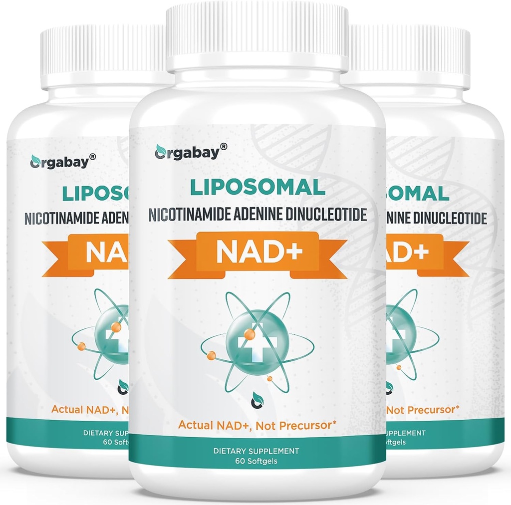 Orgabay Liposomal NAD+ Supplement 500 mg, High Absorption, Boost NAD+ with TMG 250 mg, Actual NAD Plus More Efficient Than Nicotinamide Riboside, Support Cellular Energy, Healthy Aging | 180 Softgels