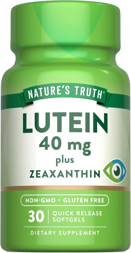 Nature's Truth Lutein and Zeaxanthin Supplement | 40mg | 30 Softgels | Non-GMO & Gluten Free