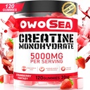 Cretina Monohydrate Gummies for Men &amp; Women 5000mg Cretine Monohydrate per Serving for Muscle Support Energy Boost 120 Cuenta Chewable 5g Suplemento Creatine Sugar Free Vegan (1 Pack, Strawberry)