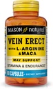 MASON NATURAL Veinte Erect con L-Arginine y Maca - Soporta Salud Sexual y Vascular, Suplemento para Veinas Varicosas y Araña, 80 cápsulas