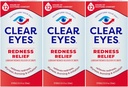 Clear Eyes Redness Eye Relief Eye Drops, 0.5 Fl Oz, Pack of 3