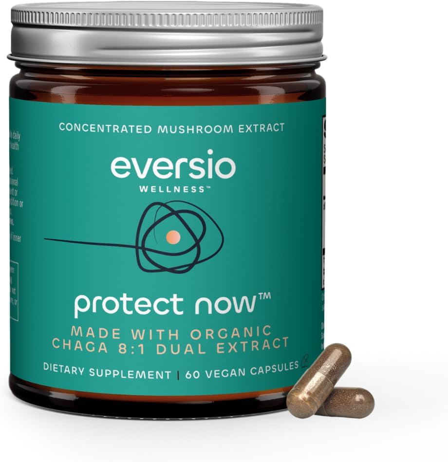 Protect Now Organic Chaga Mushroom Suplemento - 8:1 Dual Extract in 60 Vegan Capsules (450mg) 60 Servings – Organic Wild-Harvested Chaga