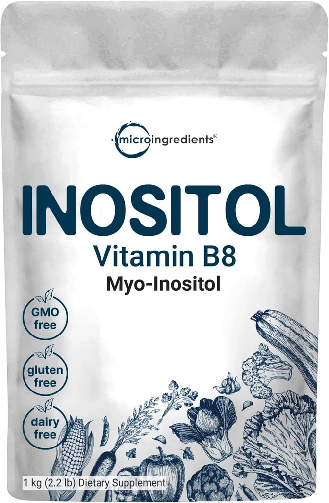 Micro Ingredientes Myo-Inositol Powder, 2.2lb (1666 Servings) Silencio Suplemento de Inositol para Mujeres Silenciosos Apoyo Saldo hormonal " Salud Ovárica Silenciosa No GMO, Vegan, Libre de Filleres