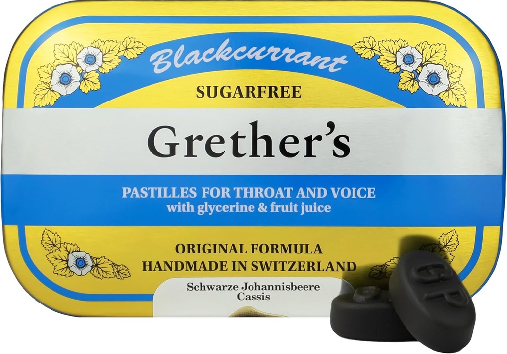Pastilles sin azúcar de GRETHER - Alivio natural de la boca seca - Traquete relajante &amp; Voz sana - Regalo para los cantantes - 3,75 oz. 1 Pack