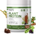 Pólvora de proteína de la planta INLIFE - Pea, Quinoa &amp; Brown Rice - 25g Proteína - Ashwagandha, Té verde &amp; Grape Seed Extracto - Suplemento (500 g, Chocolate)