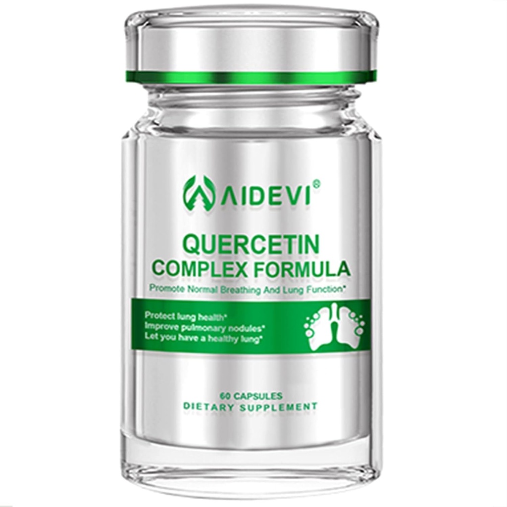 Quercetina con bromelaina Vitamina C y Pteris Multifida Extract Apoya la salud inmune Protege la salud pulmonar respiratoria Salud 60 cápsulas