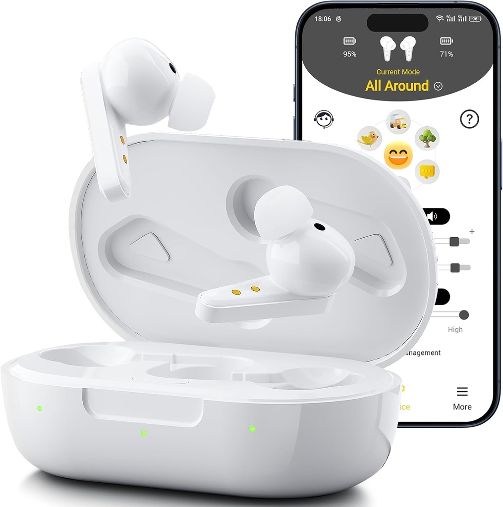 Kingwell OTC Ayudas de Audición recargables, Bluetooth Ayudas de Audición para adultos mayores con aplicaciones inteligentes Llamadas habilitadas en iOS/Android, Authentic Sound Quality, 32 DSP Canal de cancelación