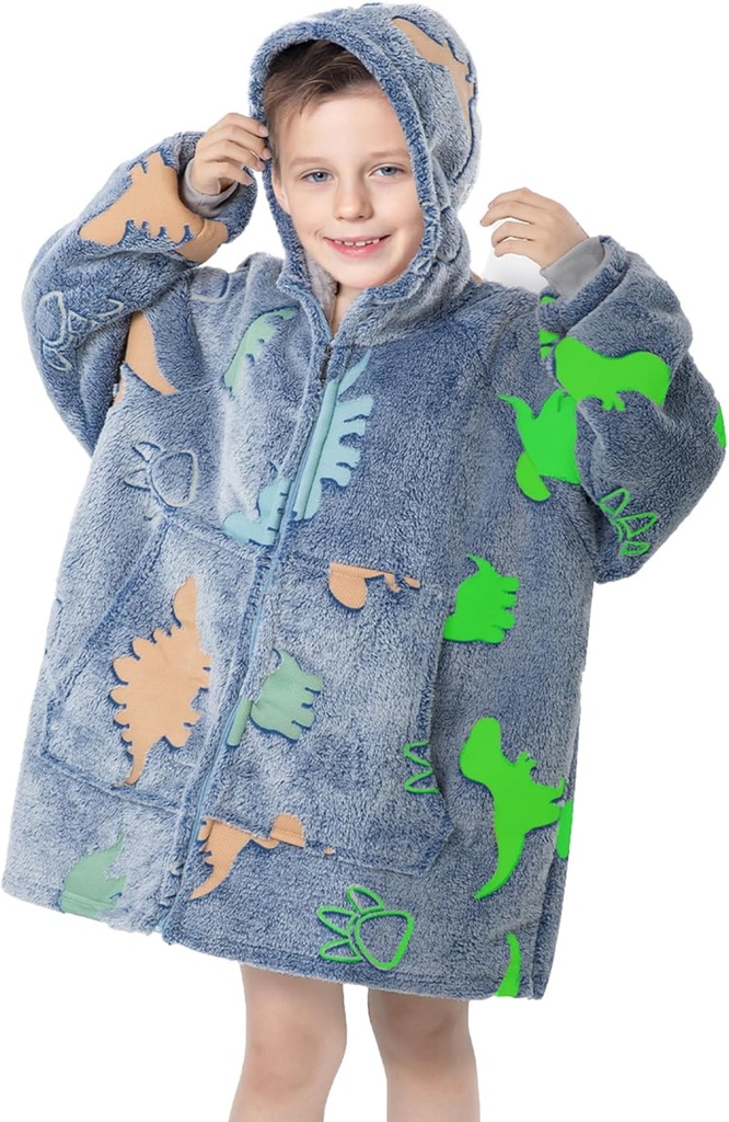 MeMoreCool Wearable Blanket Kids Blanket Hoodie, Hooded Blanket Kids Comfy Blanket Sweatshirt, Toddler Blanket con Hood
