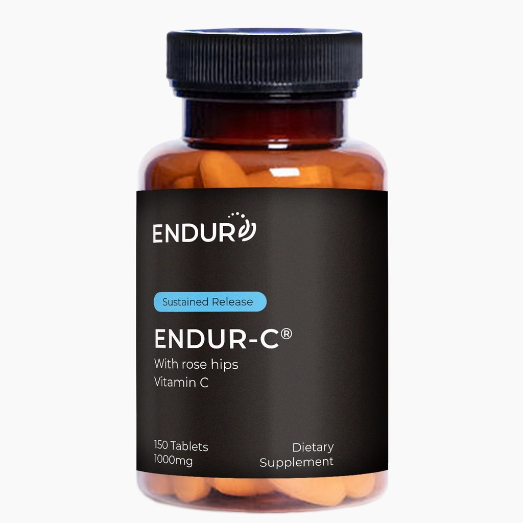 Endur ENDUR-C Vitamina C con caderas rosadas, soporta la producción de colágeno, la protección antioxidante y la digestión suave, sin gluten, 1000 mg (150 Tabletas)