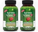 Irwin Naturals Doble Acción Grasa Quemador RED - 75 Líquido Soft-Gels, Pack de 2 - potente termogénico con Nitric Oxide Booster - 50 Total Servings