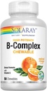 SOLARAY Vitamina B-Complex 250mg Natural Orange Flavor ← Pelo sano, Esquí, Función inmune &amp; Metabolismo Apoyo ← Lab Verified ← 50 Chewables