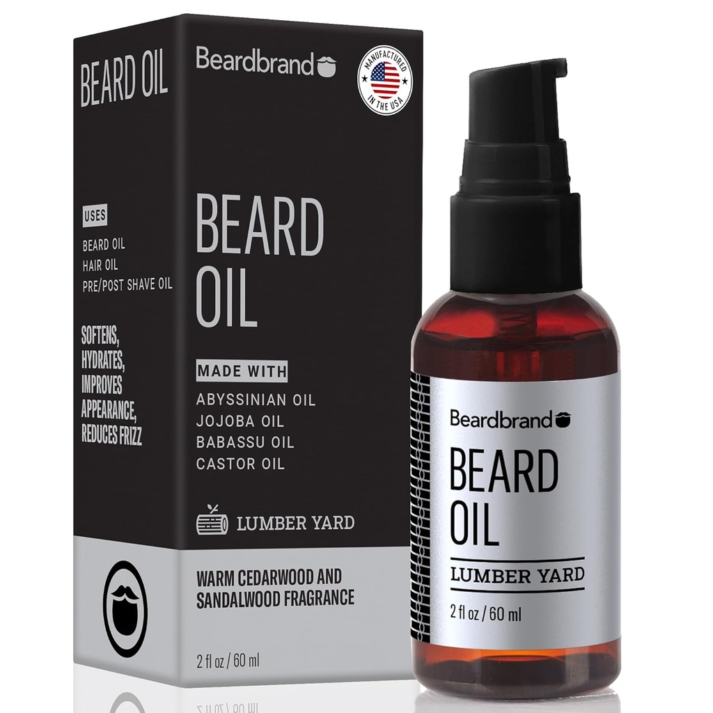 Beardbrand Beard Oil for Men with Jojoba &amp; Vitamin E – Softens Stubble, Conditions Skin &amp; Promotes Beard Growth ← Sandalwood & Cedar Oil Scent ← 2 fl oz