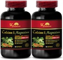Suplemento de calcio y magnesio para mujeres - Complejo de magnesio de calcio con vitamina D y hierro - recuperación muscular Powder Post Workout, magnesio de calcio, hierro orgánico - 2 botellas 120 cápsulas