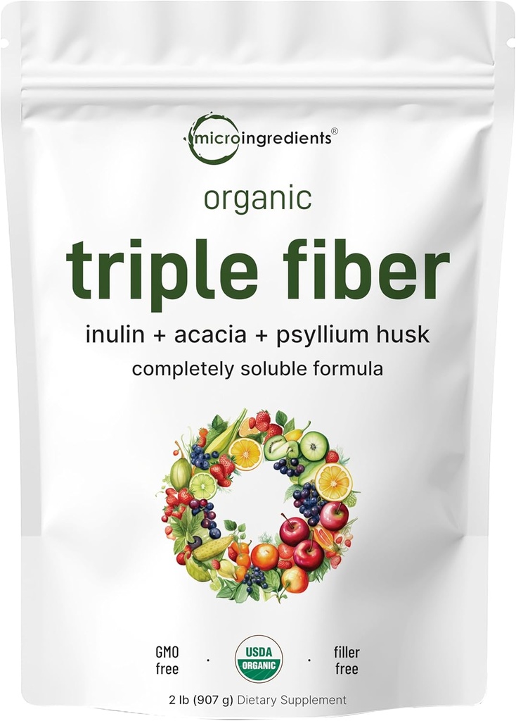 Micro Ingredientes Pólvora Triple Orgánica, 2lb peru Prebiótico Natural para apoyar Digestivo " Gut Health TEN Soluble, Fácilmente Digestible ANTE