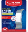 All Health Antibacterial Sheer Adhesive Bandages, 3/4 in x 3 in, 160 ct ¦ Ayuda a prevenir la infección, Extra Large Protección cómoda para primeros auxilios y cuidado de heridas