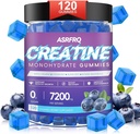 Cretina Monohydrate Gummies for Men &amp; Women 120 CT - 7200mg de Monohidrato de Creatina por Serving, Monohidrato de Creatina Chewable para el apoyo muscular " Energy Boost, Sugar Free, Vegan (BlueberryFlavor)