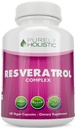 Resveratrol puramente Holístico 1450mg, 90 Servimientos, Suplemento Antioxidante Trans-Resveratrol con Complejo de Vitamina C y Polifenol, 180 cápsulas veganos