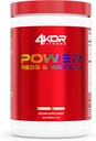 4KOR Fitness Power Reds &amp; Greens: an Energizing Greens Drink Made up of Antioxidant-Rich Superfoods, Gluten-Free and Vegetarian, 30 Servings (1 Bottle)