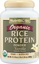 NutriBiotic Certified Organic Rice Protein Vanilla, 1 Lb. 5 Oz Silencio Carbohydrate Vegan Protein Powder ← Raw, Certified Kosher & Keto Friendly Silencio Hecho Sin Químicas, OGMs & Gluten Silencio fácil de digerir