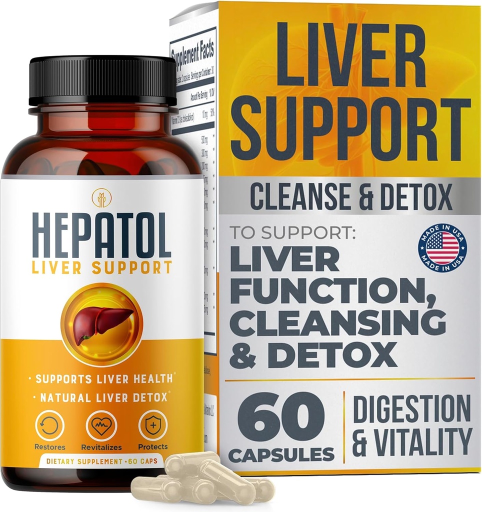 Liver Cleanse Detox - Suplemento Herbal Liver con Turmérico; L-Cysteine Detox Support Liver Health; Healthy Digestion - Liver Support Detox Cleanse Suplementos - 60 Ct (1)