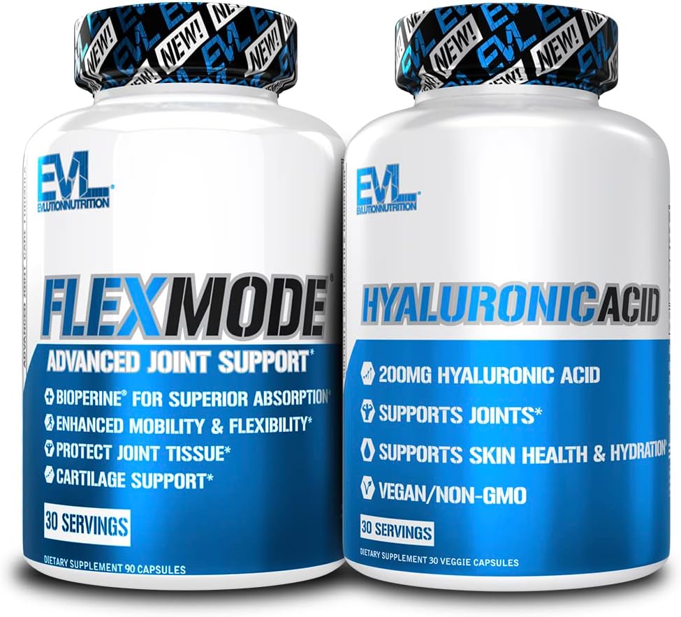 Advanced Joint Support Suplemento Bundle - Full Joint Support Stack with Hyaluronic Acid and FlexMode with Joint Vitamins Glucosamine Chondroitin MSM and BioPerine for Enhanced Absorption