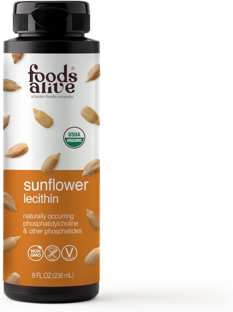 Alimentos Alive Organic Sunflower Lecithin Liquid, Cold-Presed, Extra-Virgin, Unrefined, 8 Fl Oz (Pack of 1)