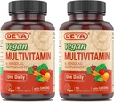 DEVA Multivitamina Vegan &amp; Suplemento Mineral con Hierro 2-Pack, Spirulina, Clorella, Ashwagandha, Broccoli &amp; Más, 90 Tablas Coadas Cada