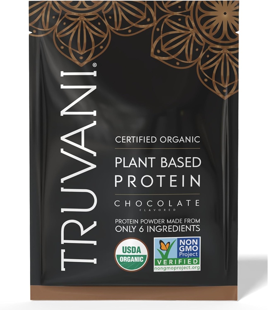 Truvani Vegan Pea Protein Powder Silencio Chocolate Silencio 20g Org Orgánica Proteína basada en plantas Silencio 1 Servir Silencioso Silencioso Gluten &amp; Dairy Gratis Silencio Bajo Carb Silencio No Añadido Sugar