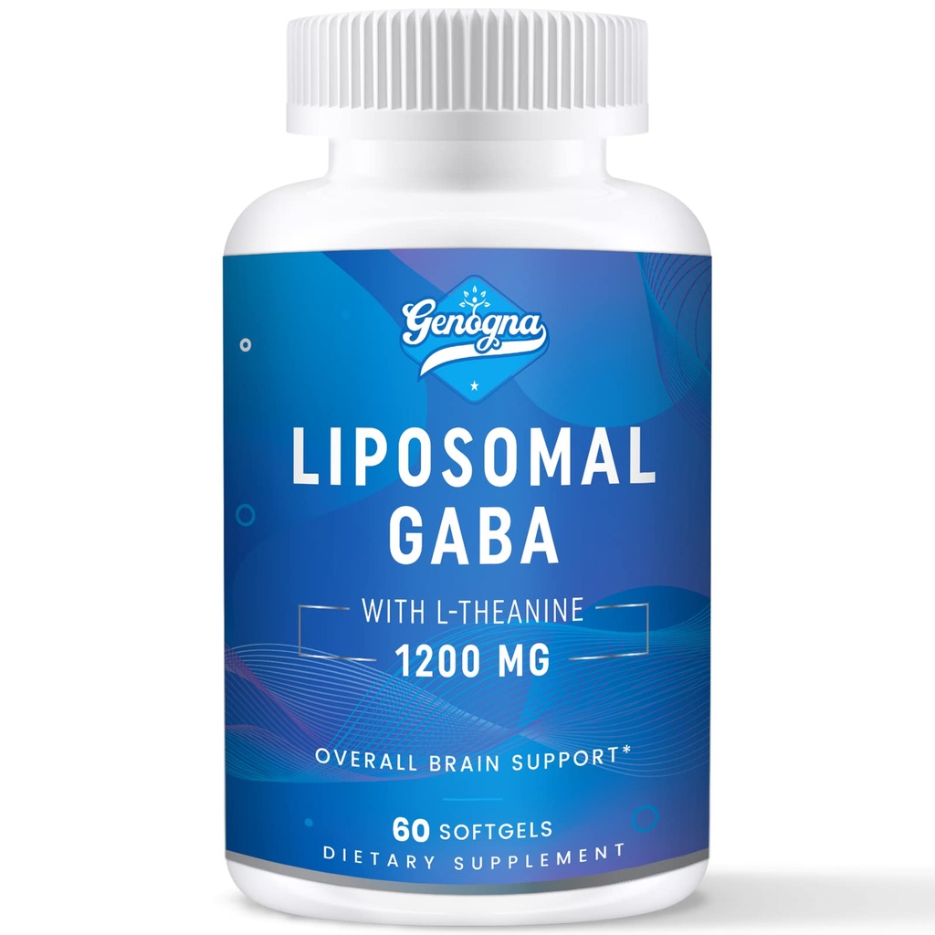 GABA con L-Theanine Suplemento 1200mg - Suplementos de alto biodisponible de GABA, 60 cápsulas para adultos
