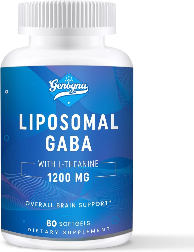 GABA con L-Theanine Suplemento 1200mg - Suplementos de alto biodisponible de GABA, 60 cápsulas para adultos