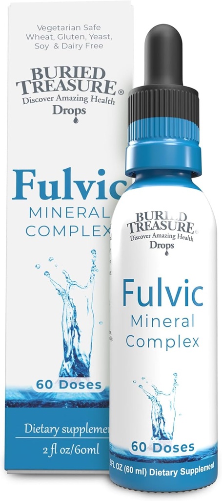 Buried Treasure Fulvic Mineral Drops – 295mg Trace Minerals, Ionic Fulvic Acid Supplement for Hydration, Energy & Electrolyte Support, Vegan, Non-GMO, 2 fl oz Liquid Drops
