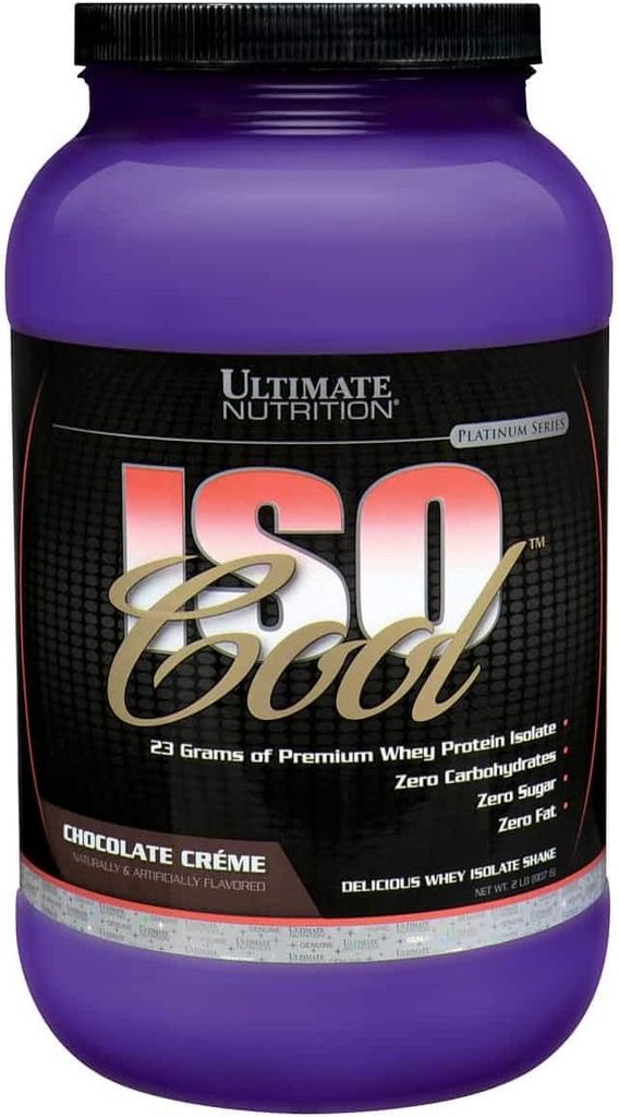 Ultimate Nutrition ISO Cool Whey Isolate Protein Powder - Keto Friendly - Sugar, Carb and Fat-Free - 23 Grams of Protein Por Serving, Chocolate,2 libras