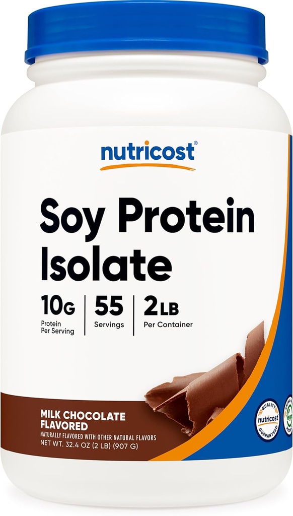 Nutricost Soy Protein Isolate Powder, 2 LB Milk Chocolate - 10 Gramos de Protein Por Serving, Vegan, Gluten Gratis