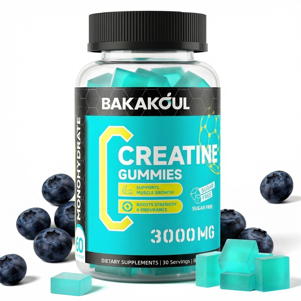 Gummies de Monohidrato de Creatina para Hombres &amp; Mujeres - 120 Gummies Libres de Azúcar con Magnesium Glycinate, L-Threonate, L-Taurine + Vitamina B12 para Muscle Support, Energy Boost, 1 Pack