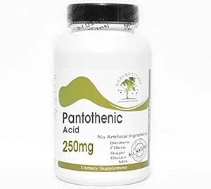 Ácido pantoténico 250mg ~ 200 cápsulas - No aditivos ~ Suplementos de la naturaleza