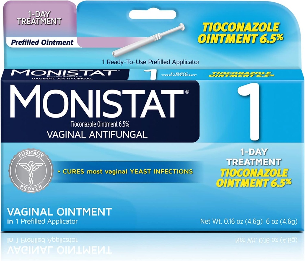 RepHresh Vaginal Gel 4ct (0.07oz) y Monistat 1 día de tratamiento de la infección por levaduras para mujeres con 1 aplicador de ungüento de tioconazol