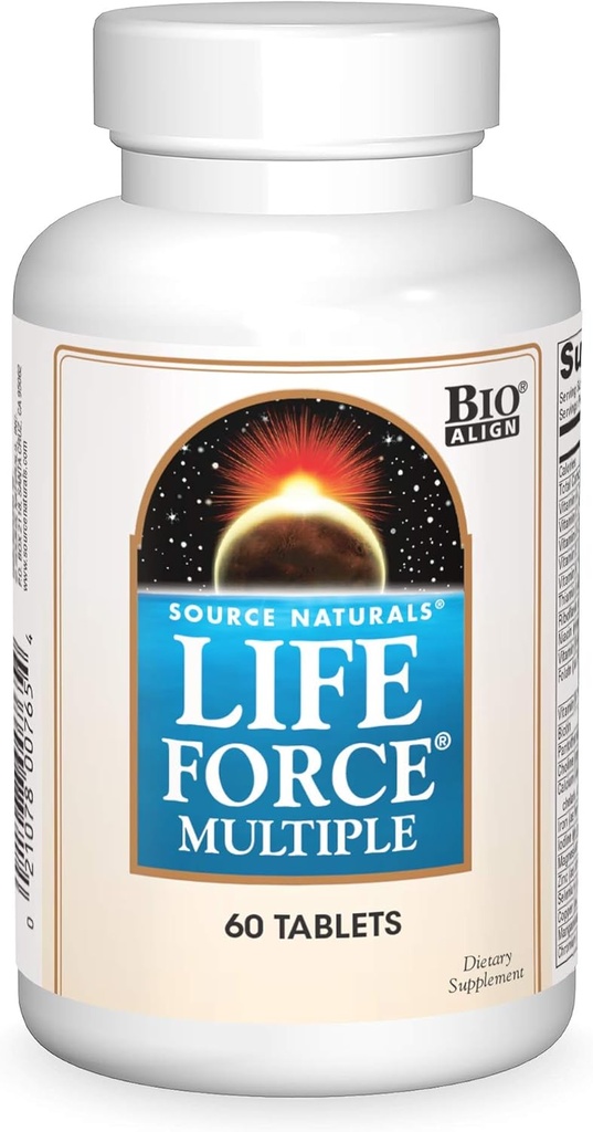 Fuente Naturals Fuerza de Vida Múltiples Vitaminas Esenciales Multivitamínicas, Minerales, Antioxidantes & Nutrientes - Energía &amp; Inmune Boost - 60 Tabletas