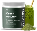 Super Greens Powder con Matcha for Digestive & Gut Health – 25 Ecológicos Superalimentos con Probióticos, Prebióticos, Enzymes & Sea Moss – Vegan Superfood Powder for Bloating & Regularity - 30 Servimientos