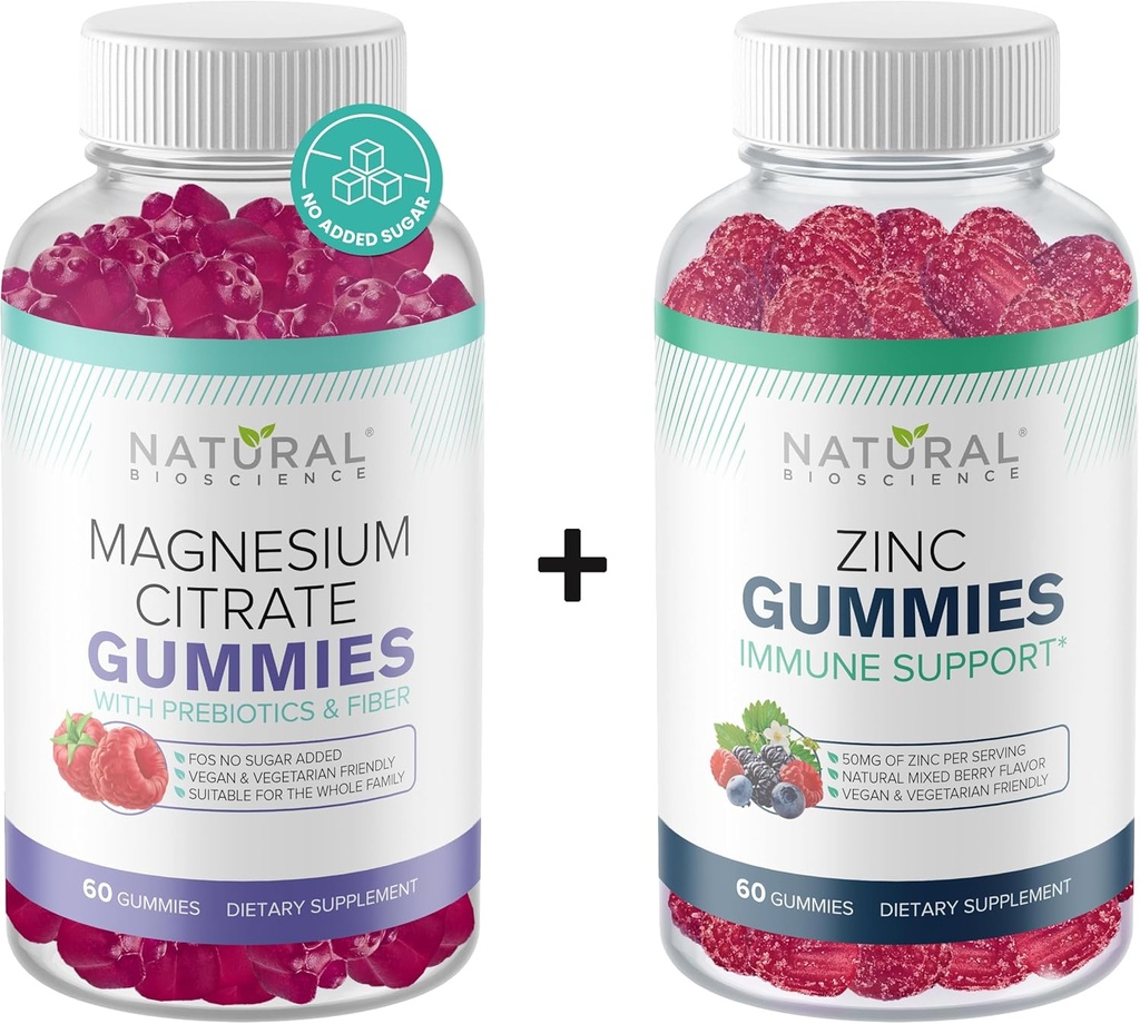 Magnesio libre de azúcar Gummies " Extra Strength Zinc Gummies, Vegan, Gluten Gratis, Calmness, Relax, Muscle Health, Immune Support, Skin Health, Non-GMO, 60 vitaminas Gummy