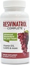 Cápsulas, 60 suplementos de cuenta-reveratrol Apoyos Envejecimiento saludable, salud cardíaca y función inmunitaria con quercetina, extracto de semillas de uva, vitamina D3 y CoQ10