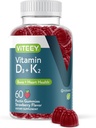 VITEEY Vitamin D3 K2 Gummies - 1000 IU Vitamin D3 and K2 100mcg - Bone & Heart Health for Adults and Teens - Vegetarian, Gelatin Free, GMO Free - Tasty Chewable D3K2 Vitamins Strawberry Flavored Gummy